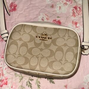 Coach Beige and White Crossbody Bag